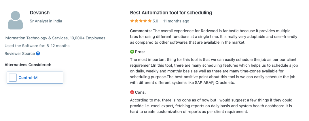 The image shows RunMyJobs user reviews from Capterra.