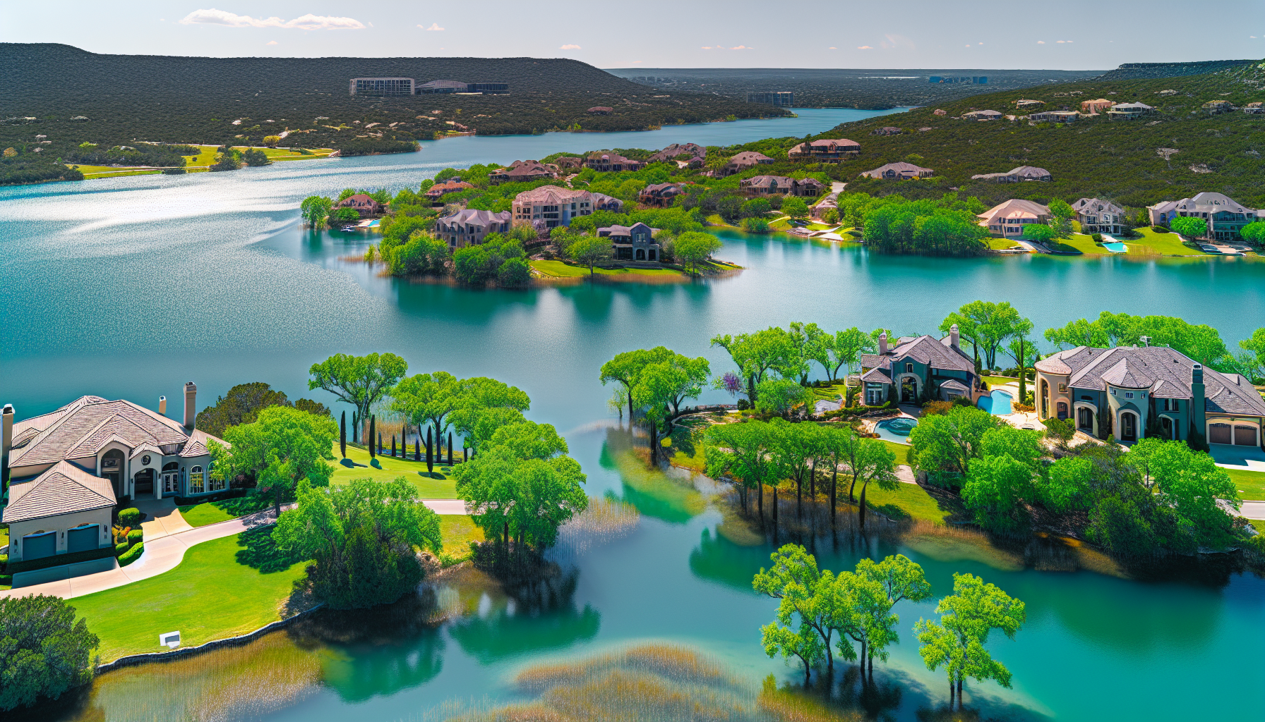 Scenic view of Lake Travis from a gated community