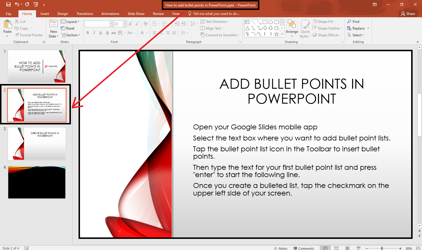 microsoft powerpoint shortcut for bullet points