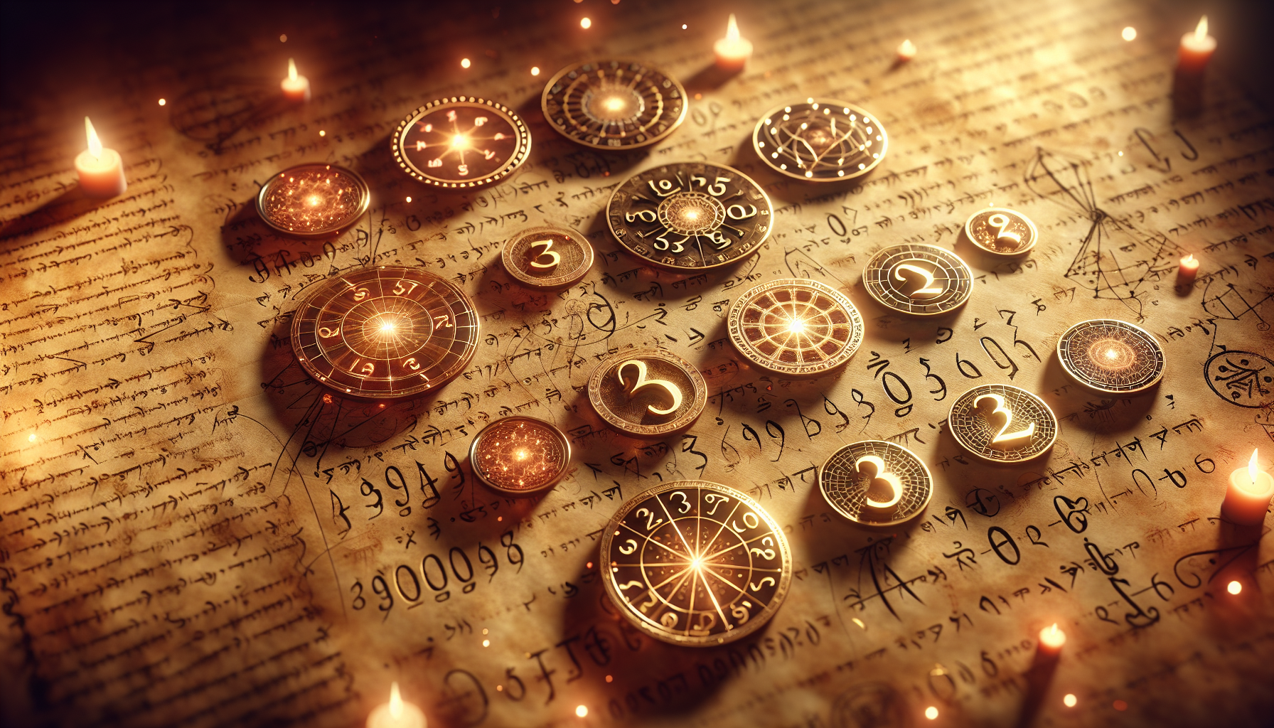 Numerology symbols and ancient manuscripts