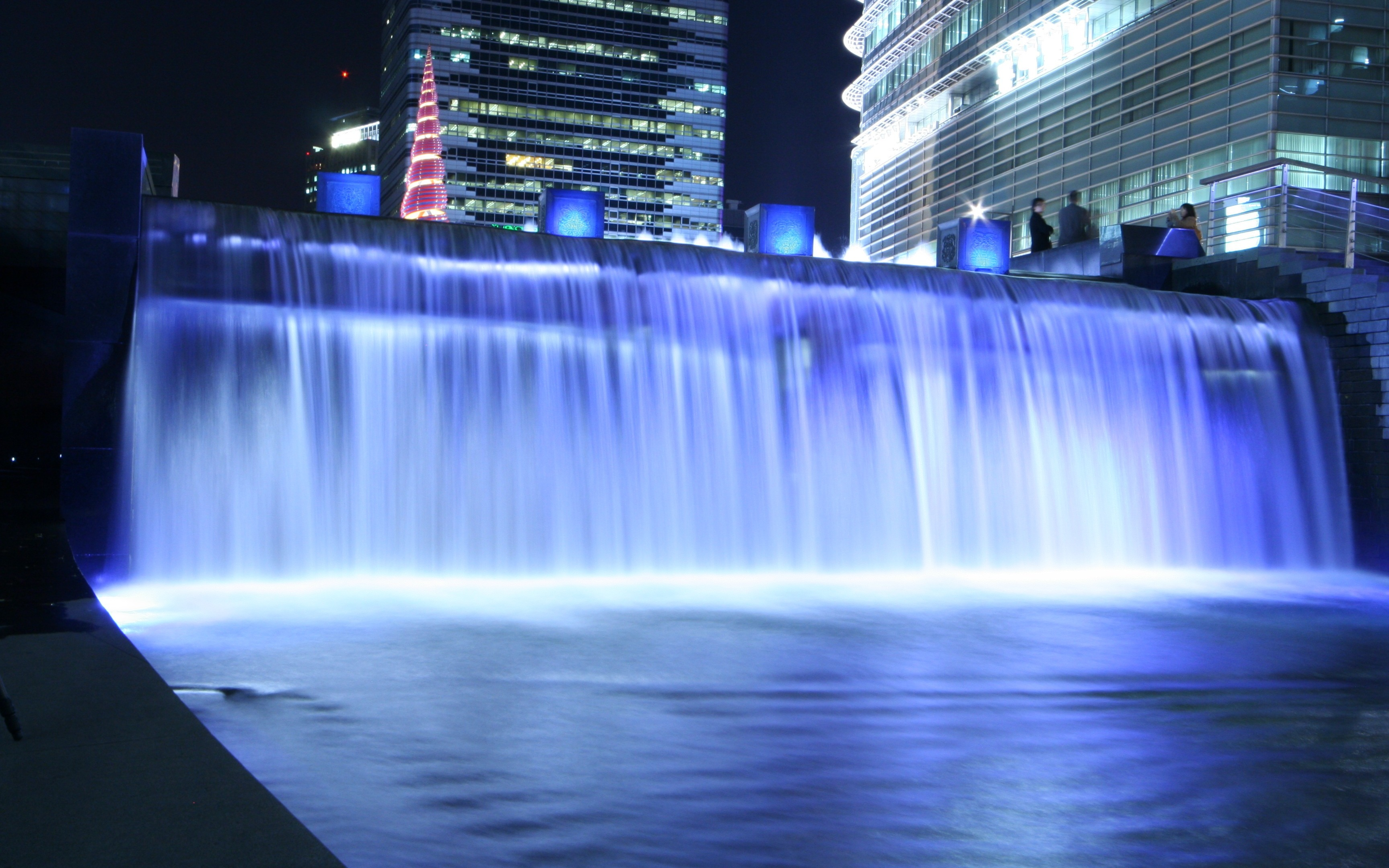 Waterfall with a Fountain LED Backlight