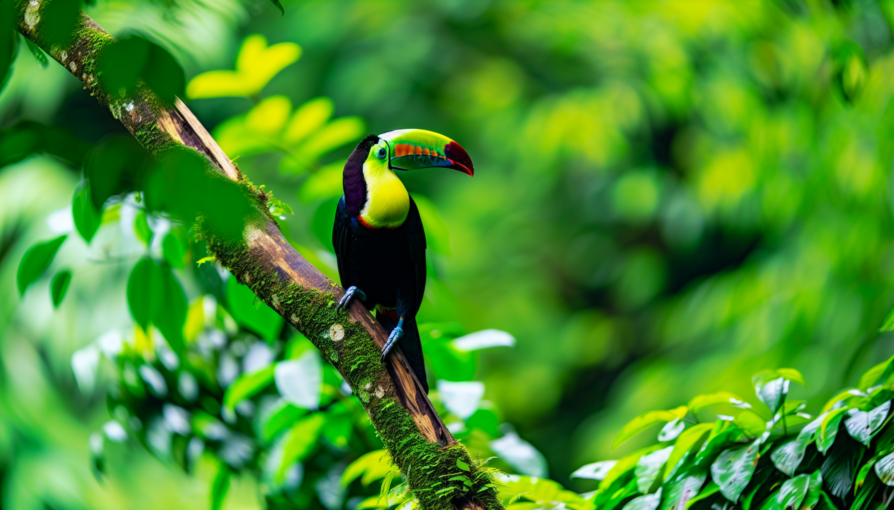 Close-up of a colorful toucan in Tortuguero National Park