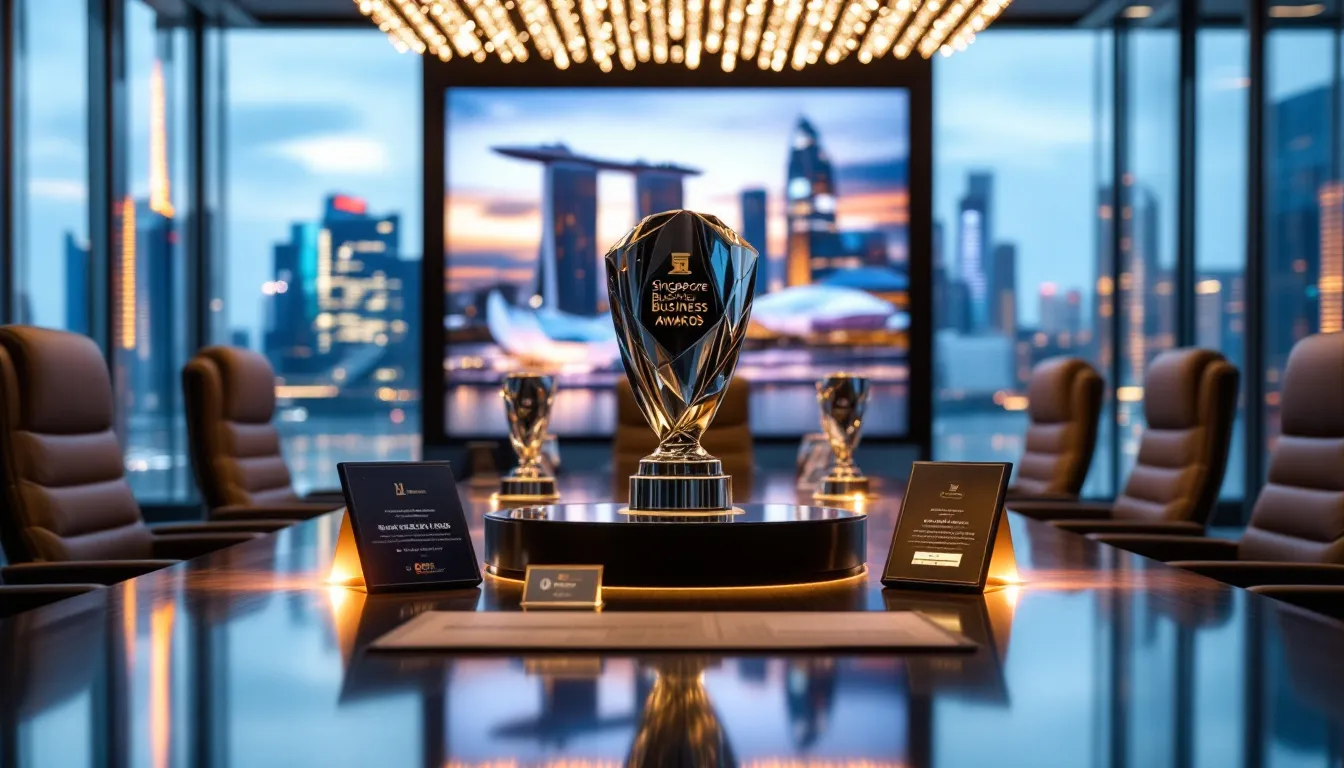 Showcasing prestigious business awards in Singapore, including notable award winners.