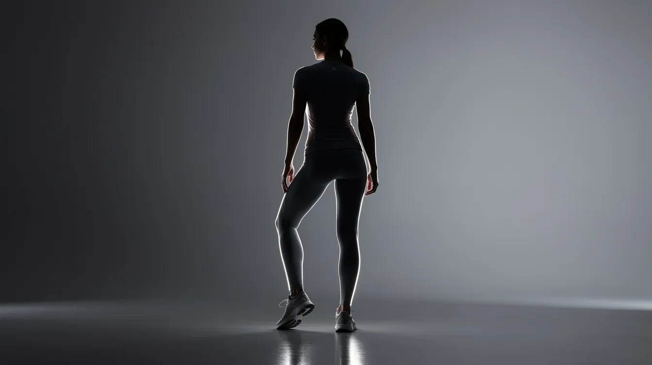 The image features a rear-view silhouette of a person in athletic clothing, highlighting their natural body contours, including the curves of the hips and buttocks. This depiction subtly reflects the aesthetic goals often associated with procedures like the Brazilian butt lift, emphasizing a fit and healthy body shape.