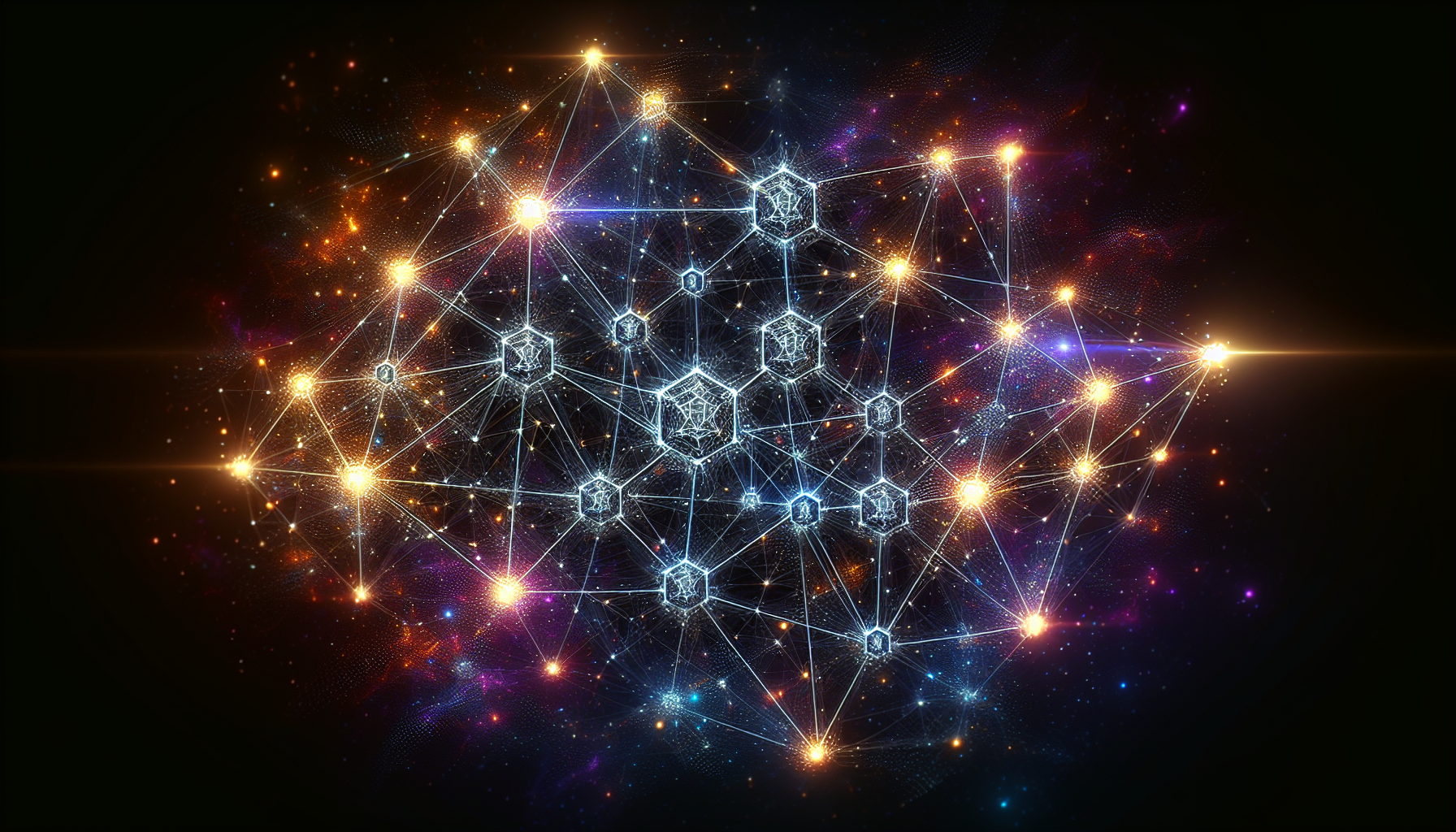 Illustration of a digital network with interconnected nodes