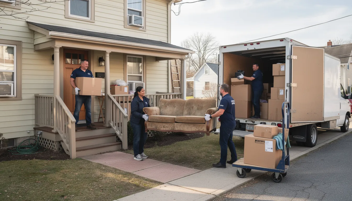 A professional cleanout team is efficiently removing unwanted furniture and clutter from a rental property in Hartford, ensuring responsible disposal of items and preparing the space for new tenants. The team is dedicated to providing reliable cleanout services with a focus on eco-friendly practices and a stress-free process for property managers and landlords.