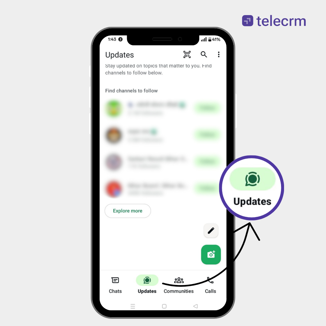 updates section of whatsapp
