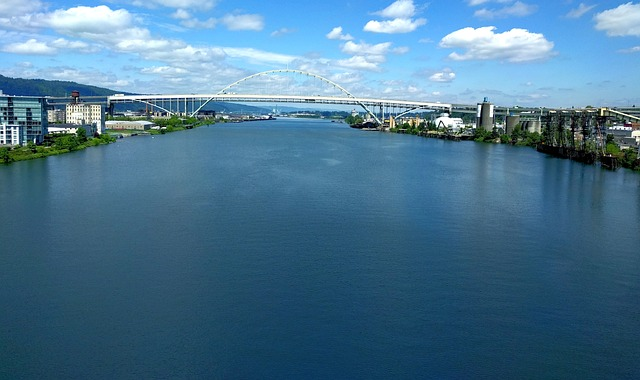 fremont bridge portland oregon, river, scenic