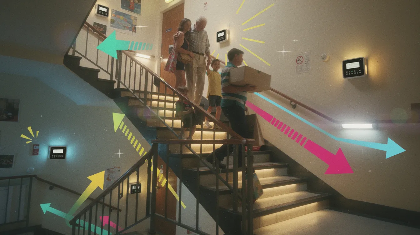 Smart lighting controls installed in a staircase to ensure safety.