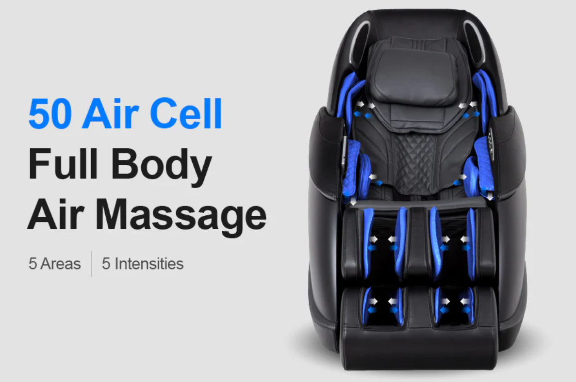 Image of a chair that massages with chair rollers and reduces discomfort and headaches.