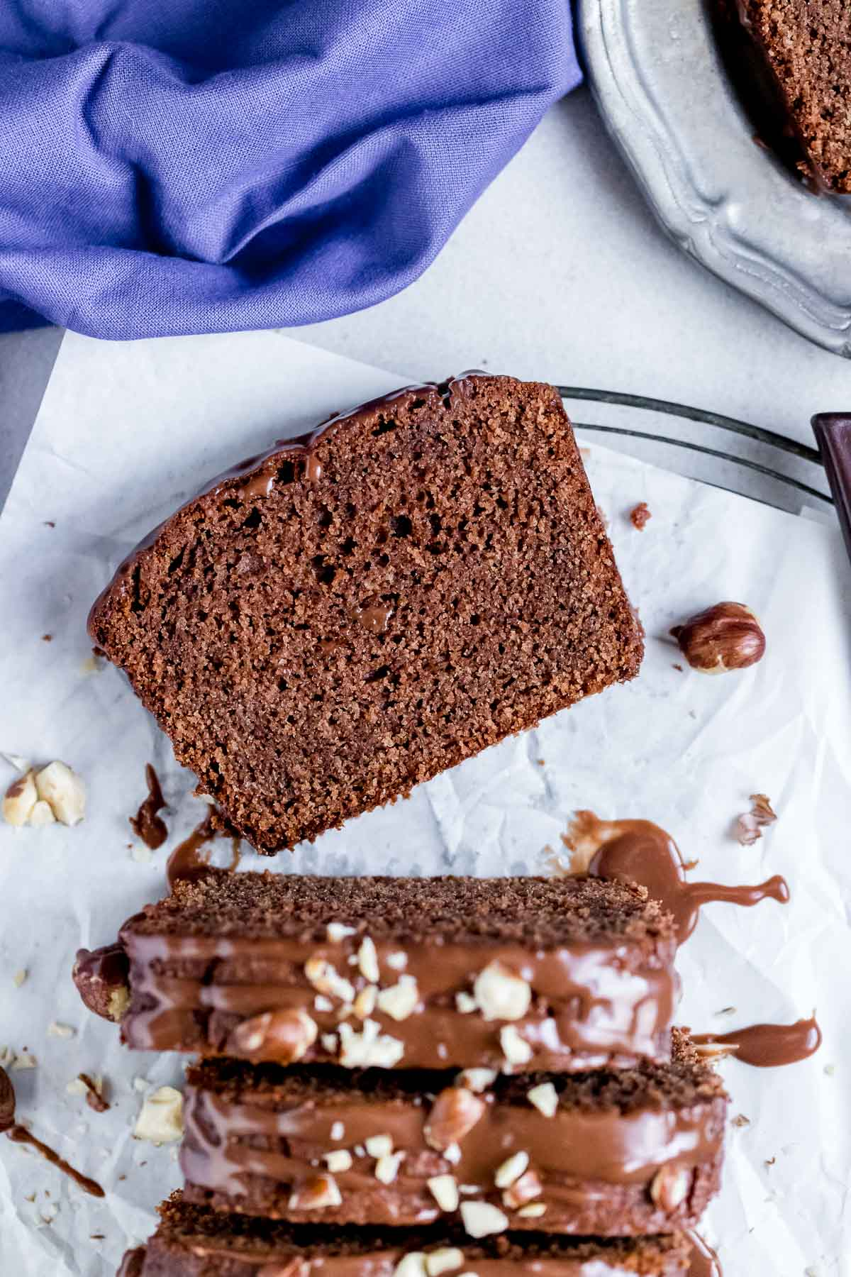 Nutella bread sliced on a wire rack