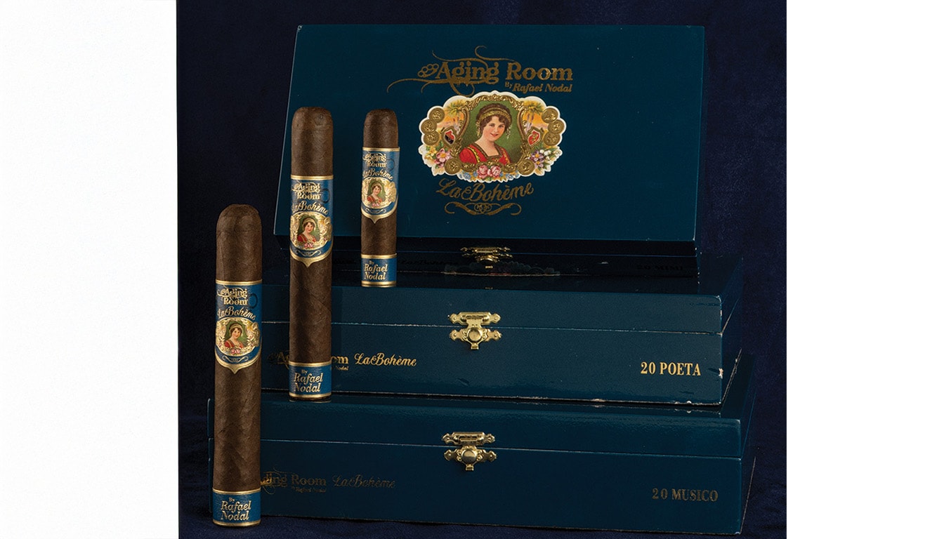 An Aging Room La Boheme cigars Display during a long smoke session.