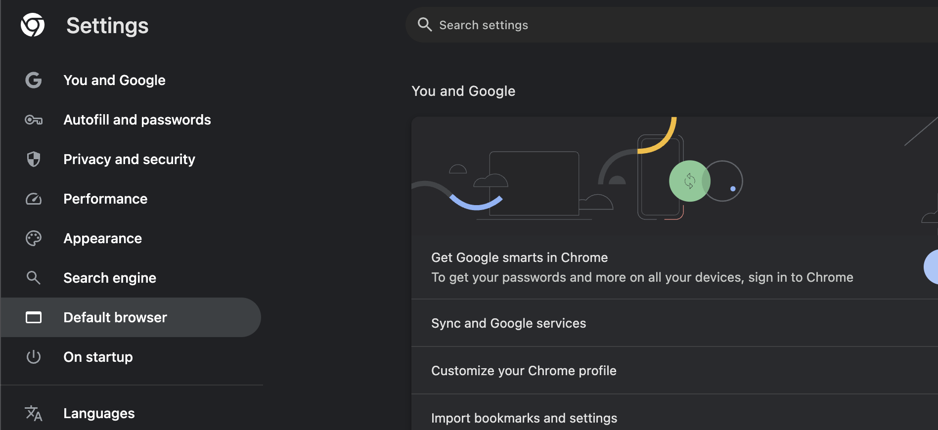 Select the Default Browser tab