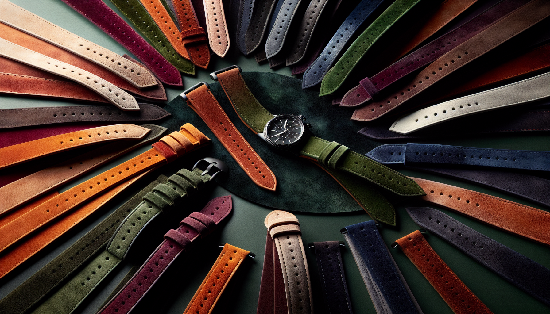Variety of colorful suede watch straps