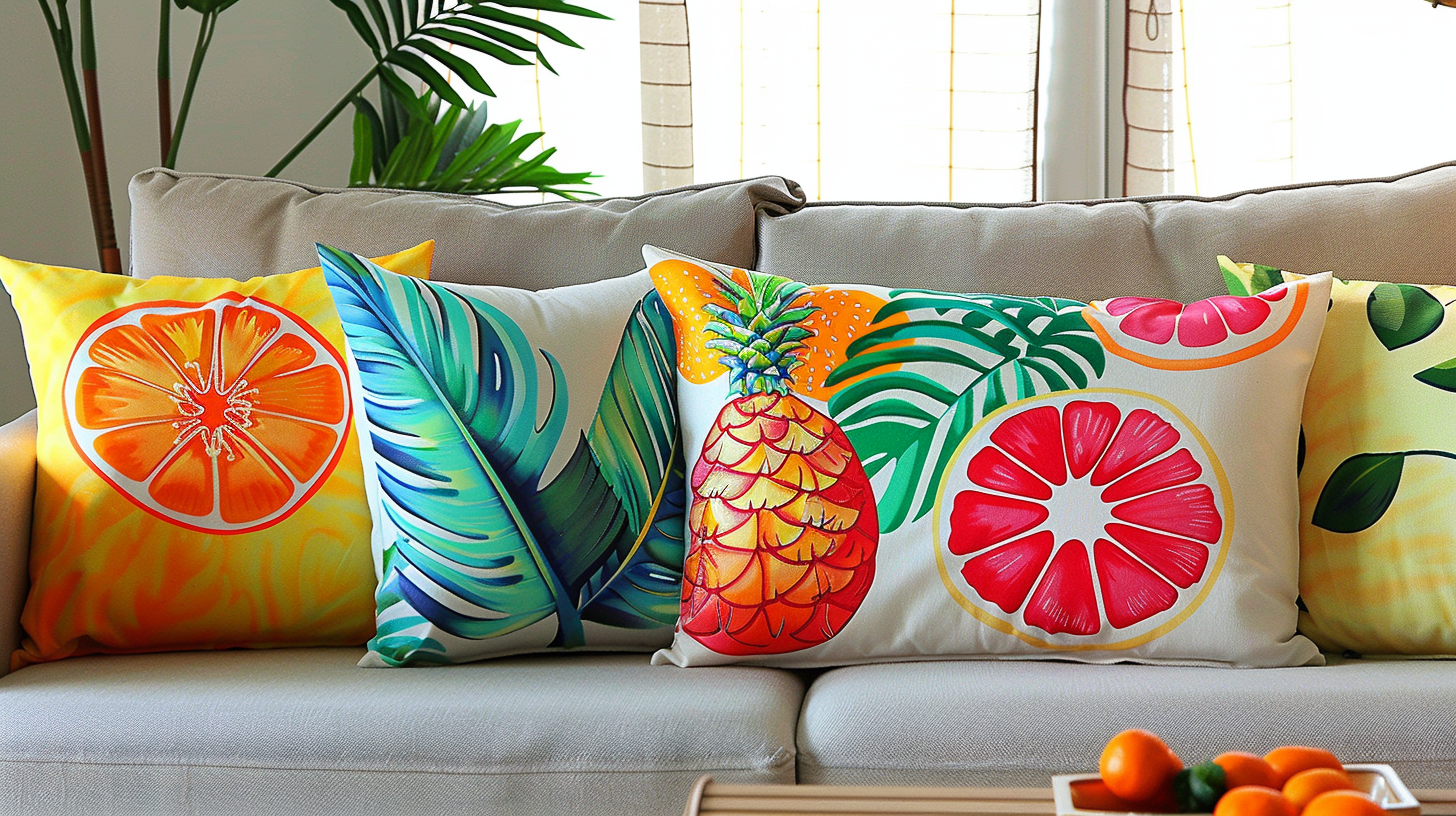Bright and vibrant summer-themed throw pillow covers