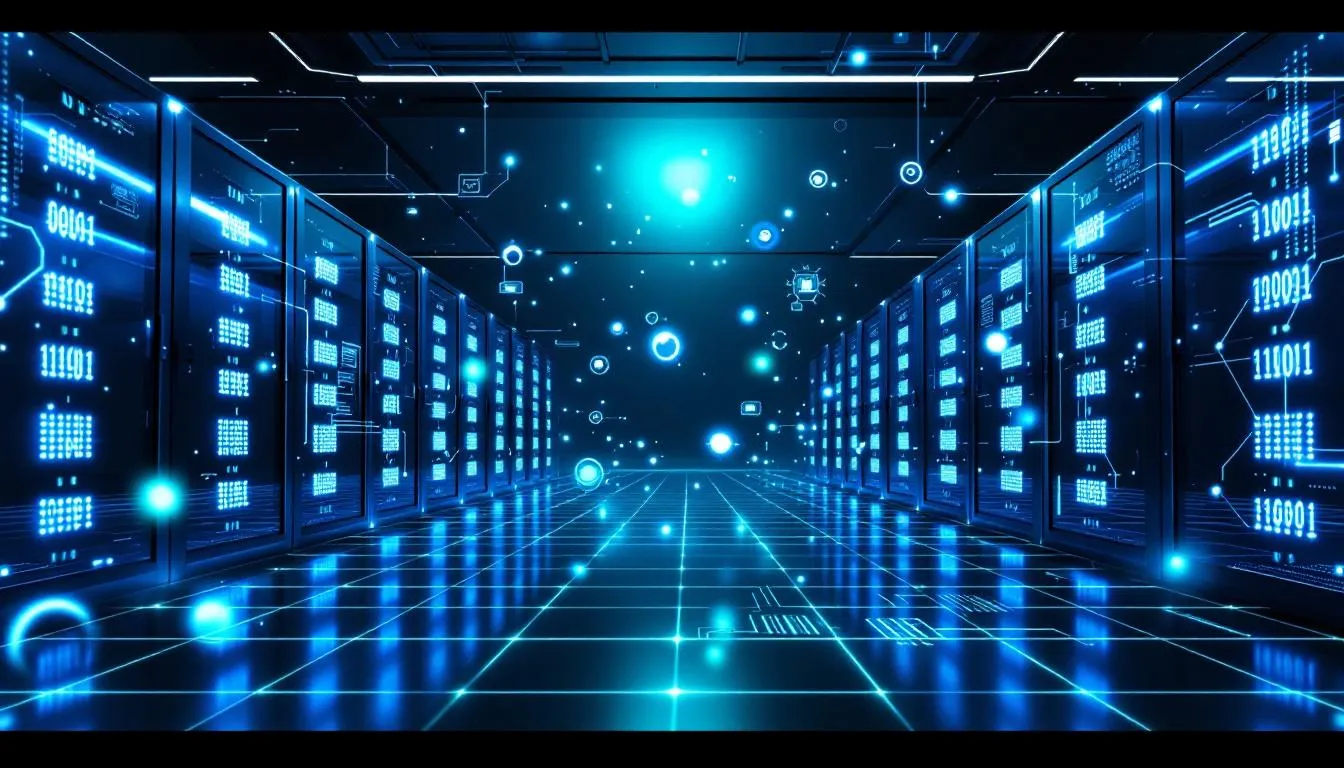 A visual representation of data center infrastructure influenced by AI technology.