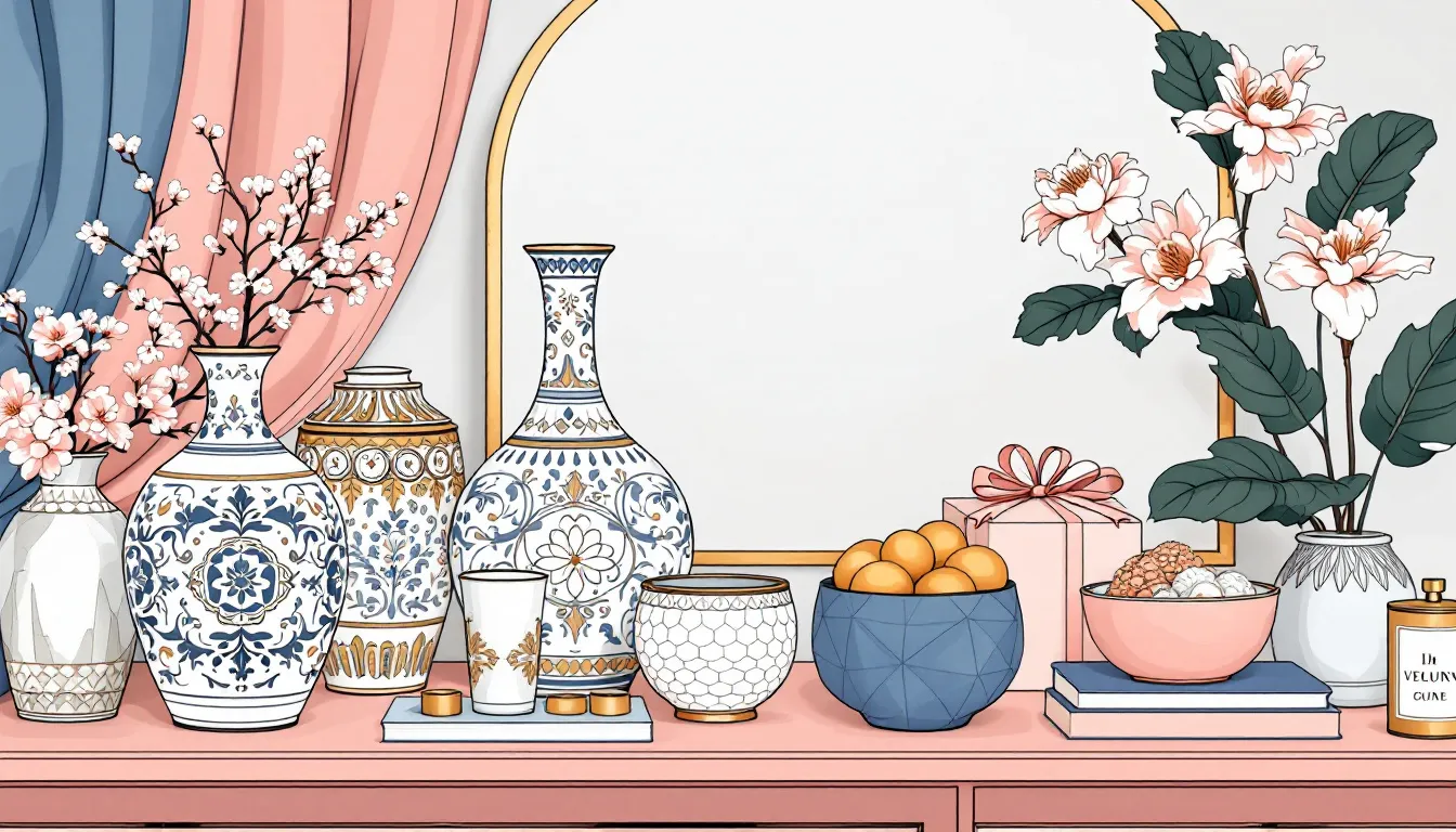 Luxury home décor items including elegant vases and decorative pieces, perfect for thoughtful gifts.