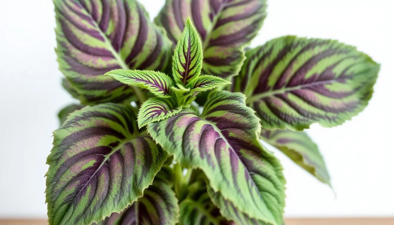 The image features the vibrant green leaves of the coleus forskohlii plant, also known as coleus root, which is commonly used in herbal remedies and extracts. This plant is recognized for its potential health benefits, including promoting blood flow and supporting metabolism.