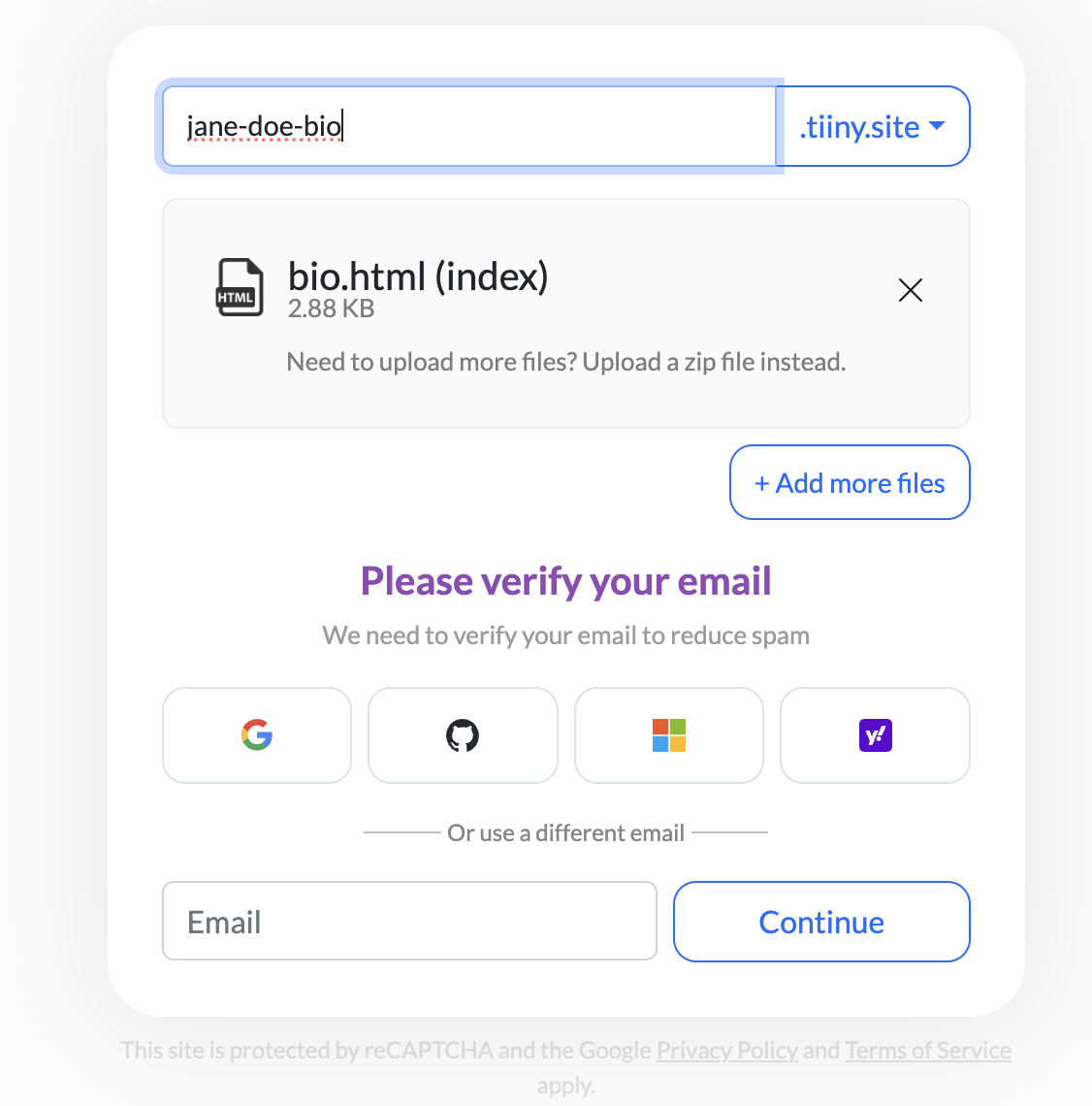 Enter a name for your project in the link-name field.