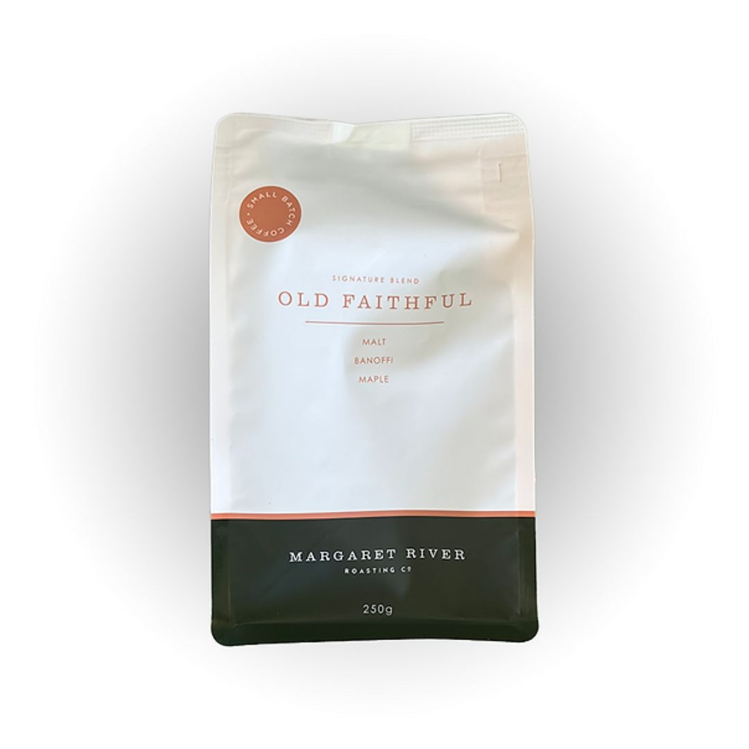 Bag of Old Faithful Coffee Beans from Perth Coffee Roaster, Margaret River Roasting Co.