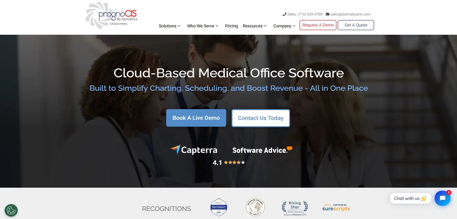 Homepage of PrognoCIS website