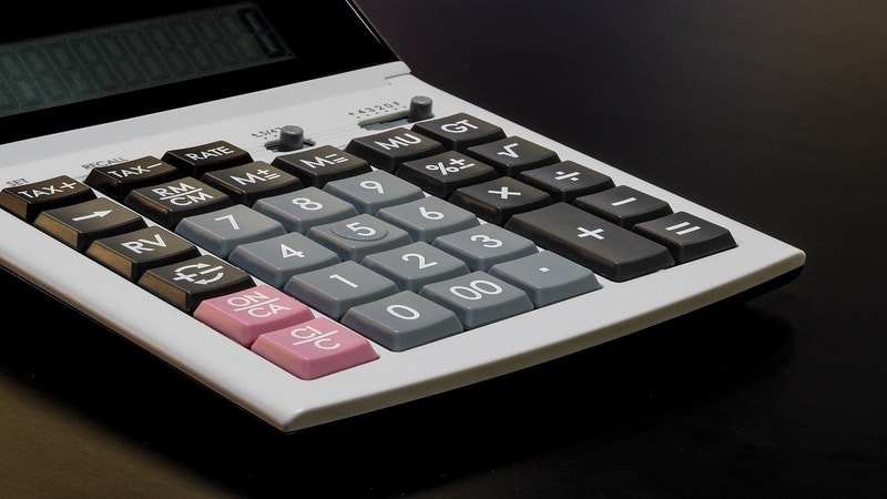 Calculator with rubber keypad