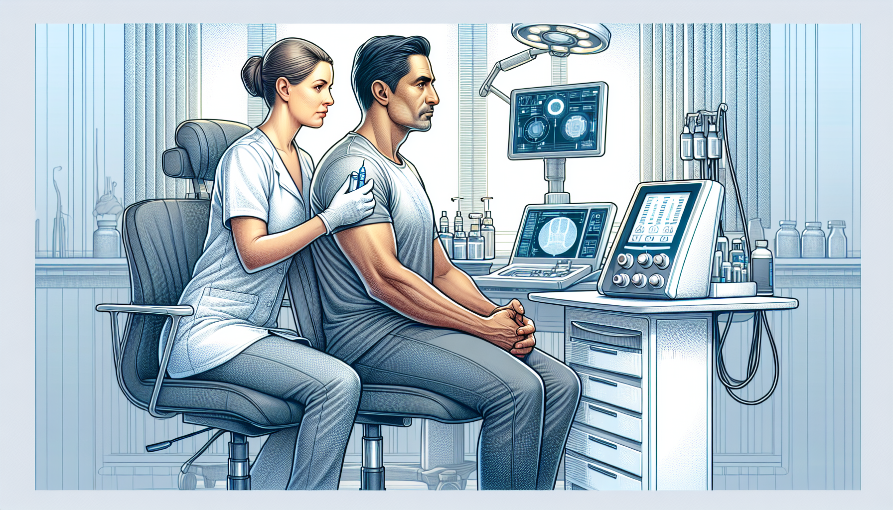 Illustration of a man receiving testosterone replacement therapy
