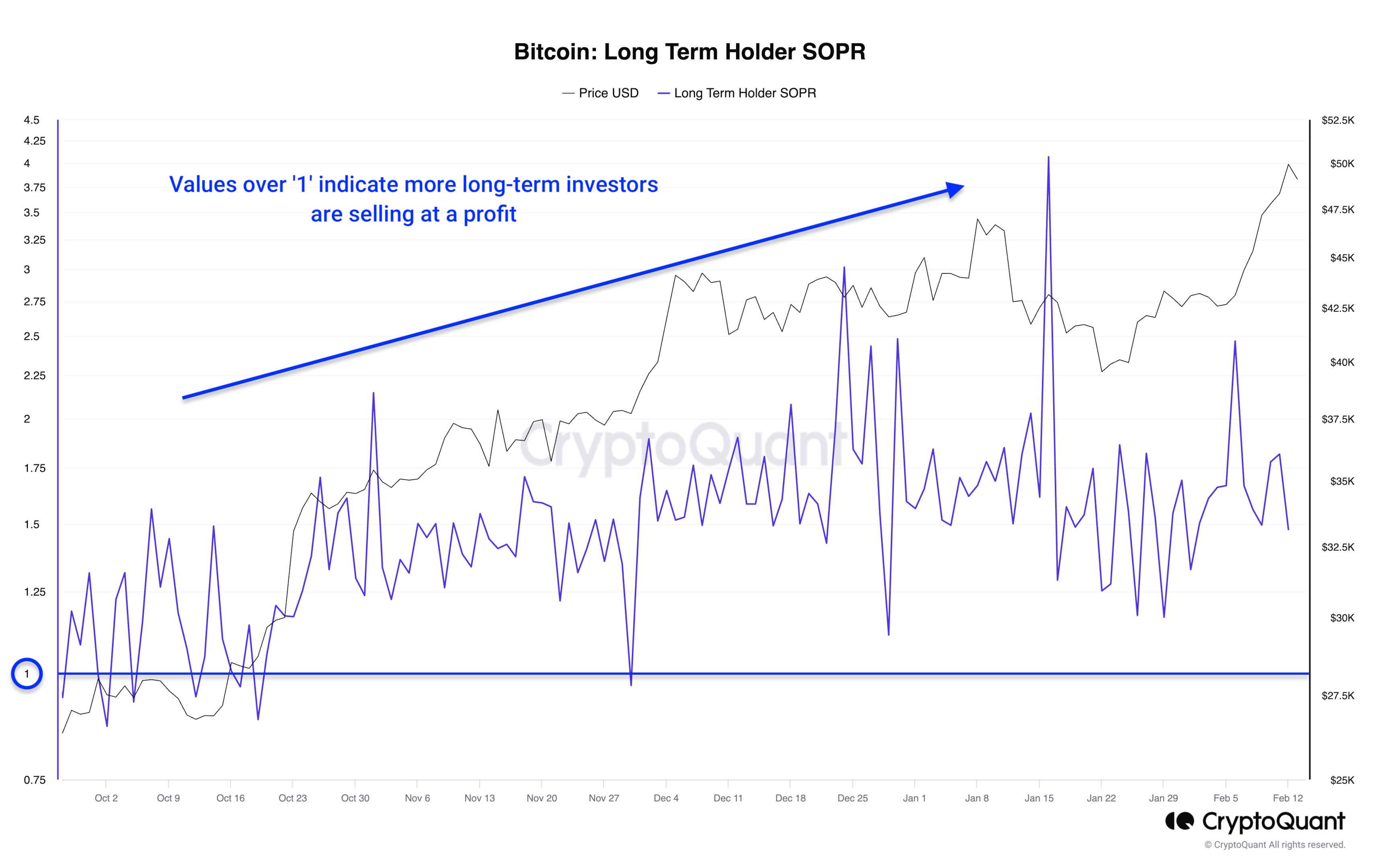 Bitcoin: Long Term Holder SOPR. Greater than 1