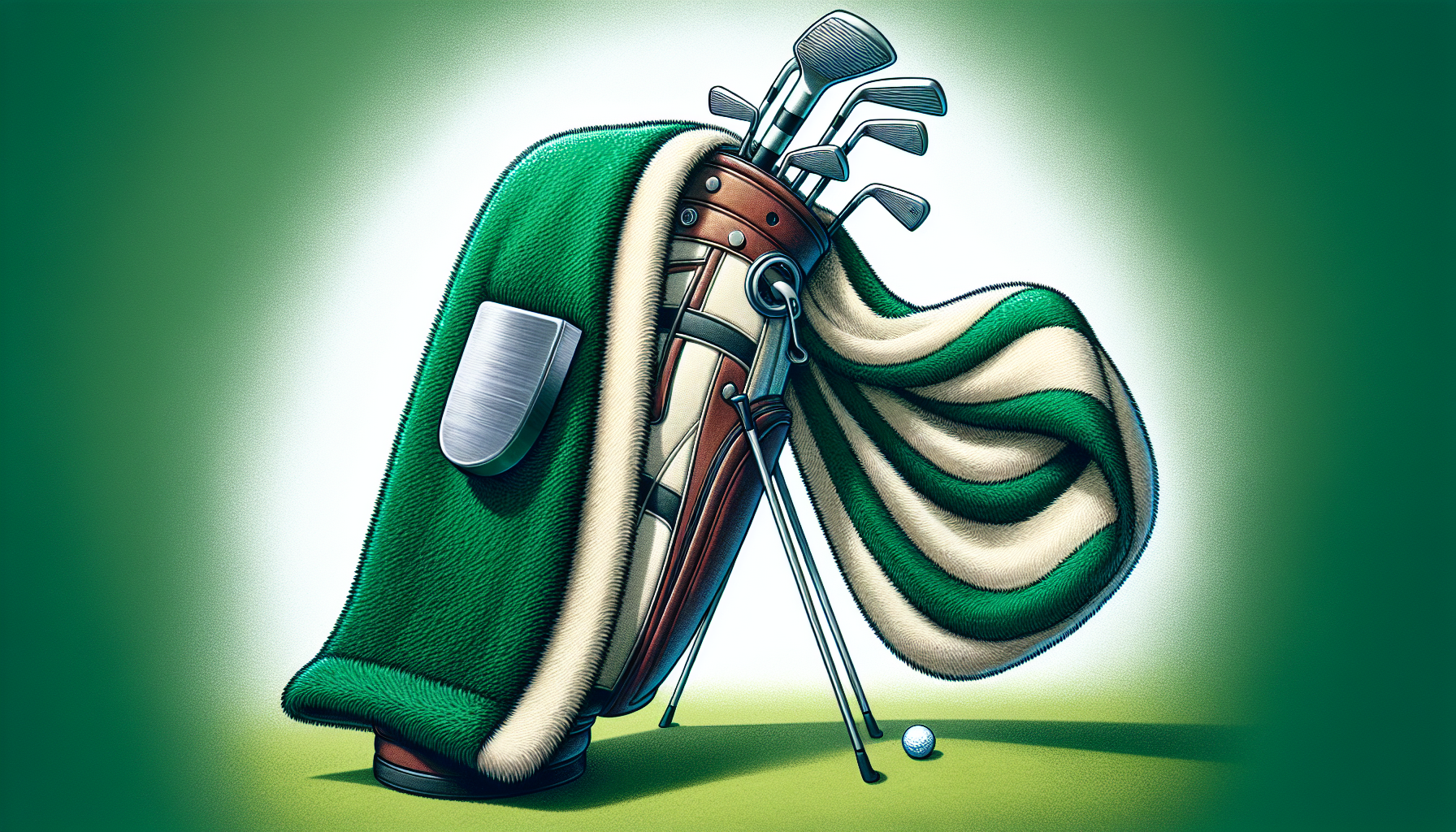 Illustration of a golf towel with a magnetic attachment