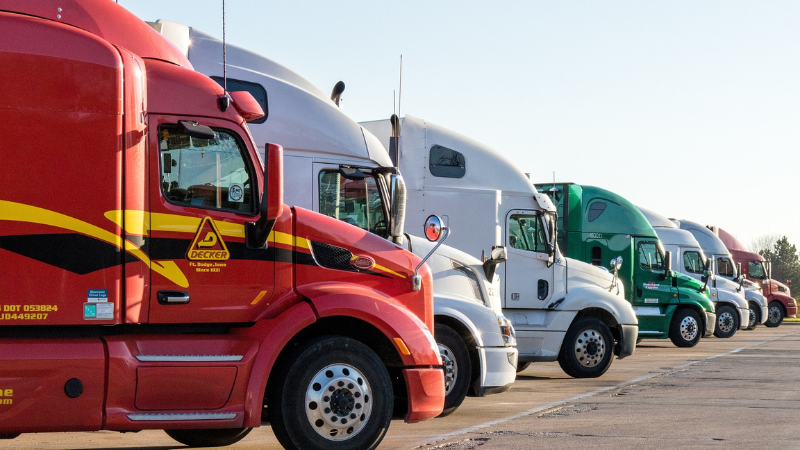 trucks with a company-brand advertisment