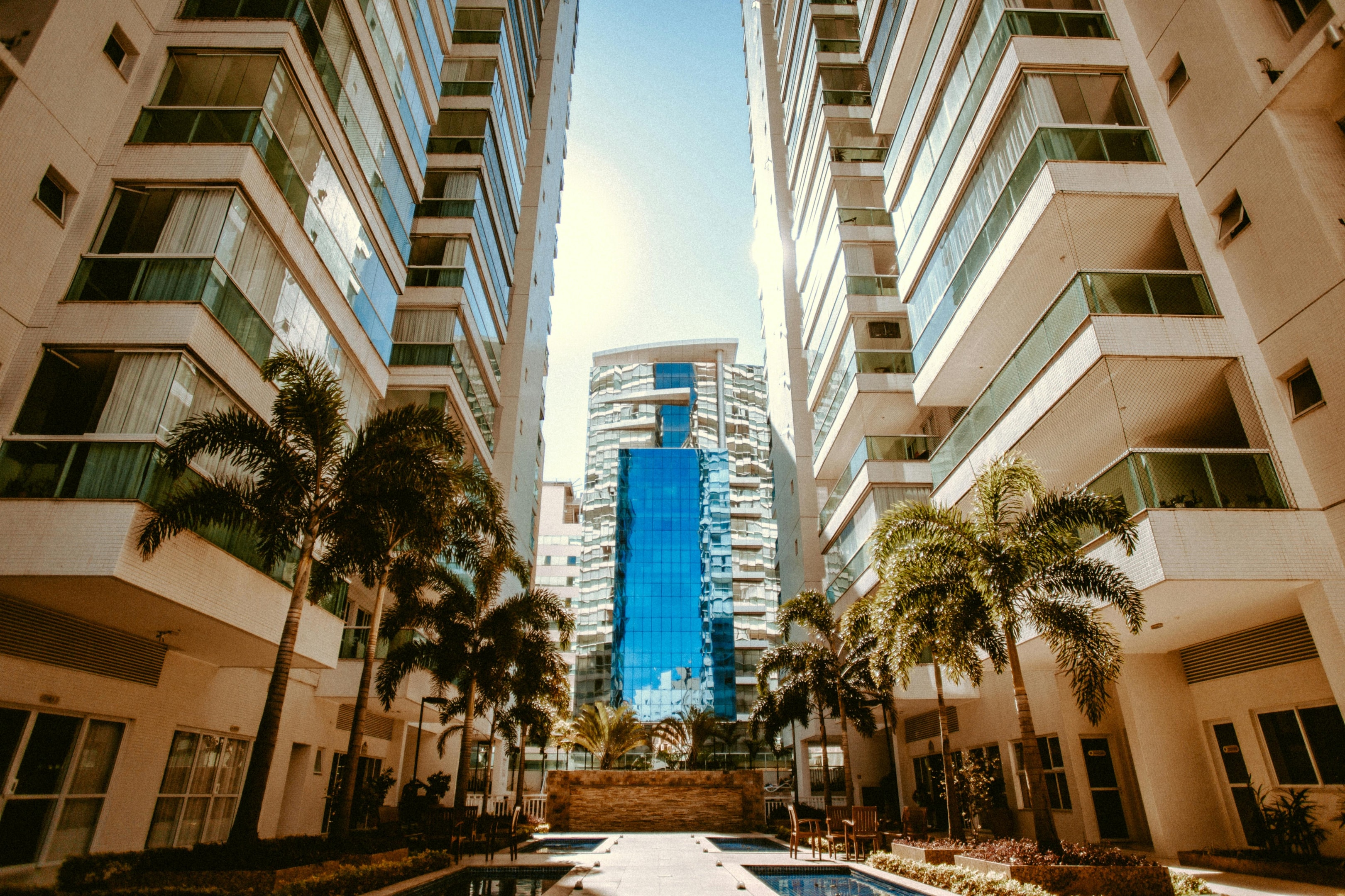 High rise condo buildings in Florida city.