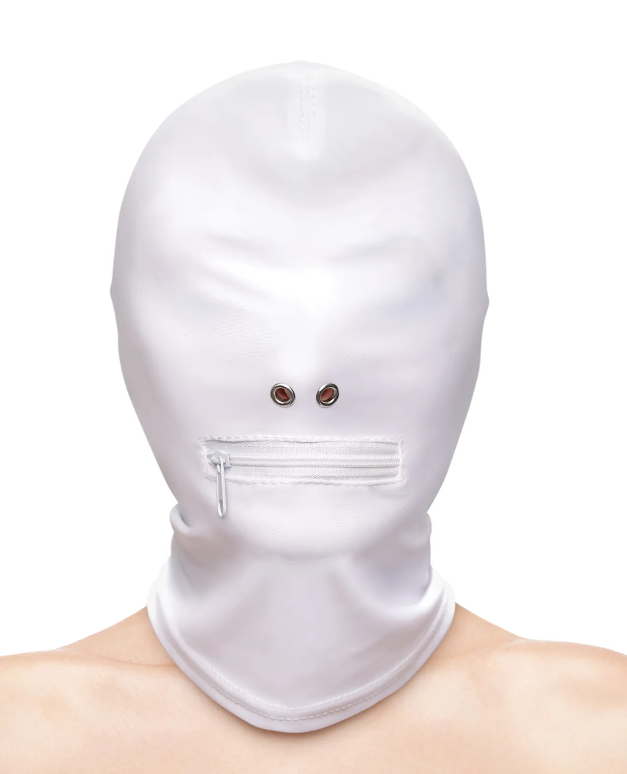 Fetish & Fashion Zippered Mouth Hood – White