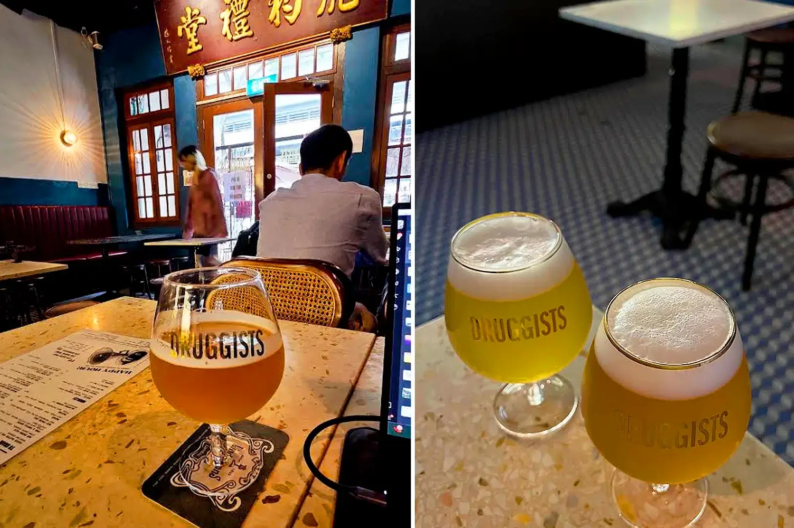 Druggists Singapore craft beer and cocktails served in a stylish bar