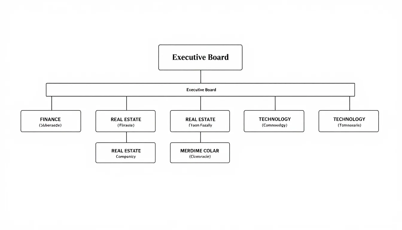 Uma imagem ilustrativa da estrutura organizacional de uma empresa holding, destacando as diferentes camadas de controle acionário e participação em diversas atividades empresariais. A imagem pode mostrar a diferença entre uma holding pura e uma holding mista, evidenciando os benefícios fiscais e o planejamento sucessório para pessoas físicas e instituições financeiras.