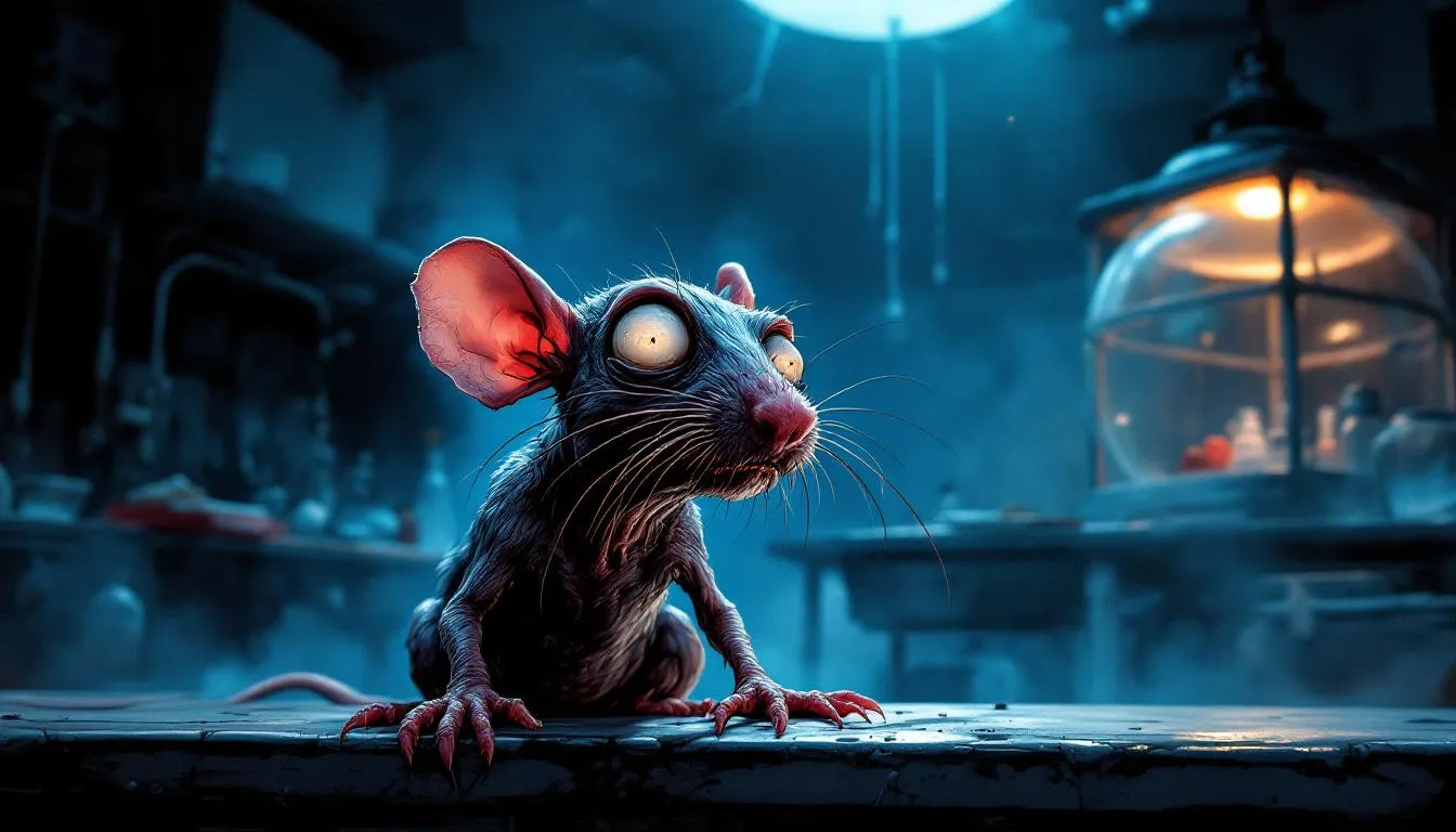 An illustration of a rat in a laboratory setting, representing urine of rats disease.