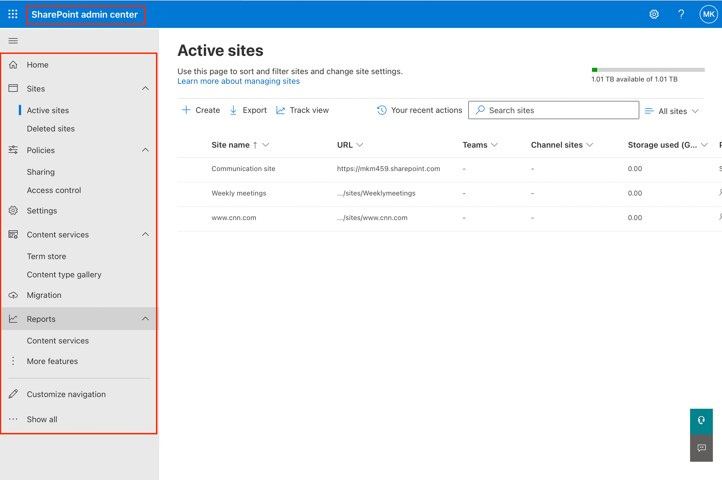 Go to the SharePoint Admin Center to manage document libraries and site collections