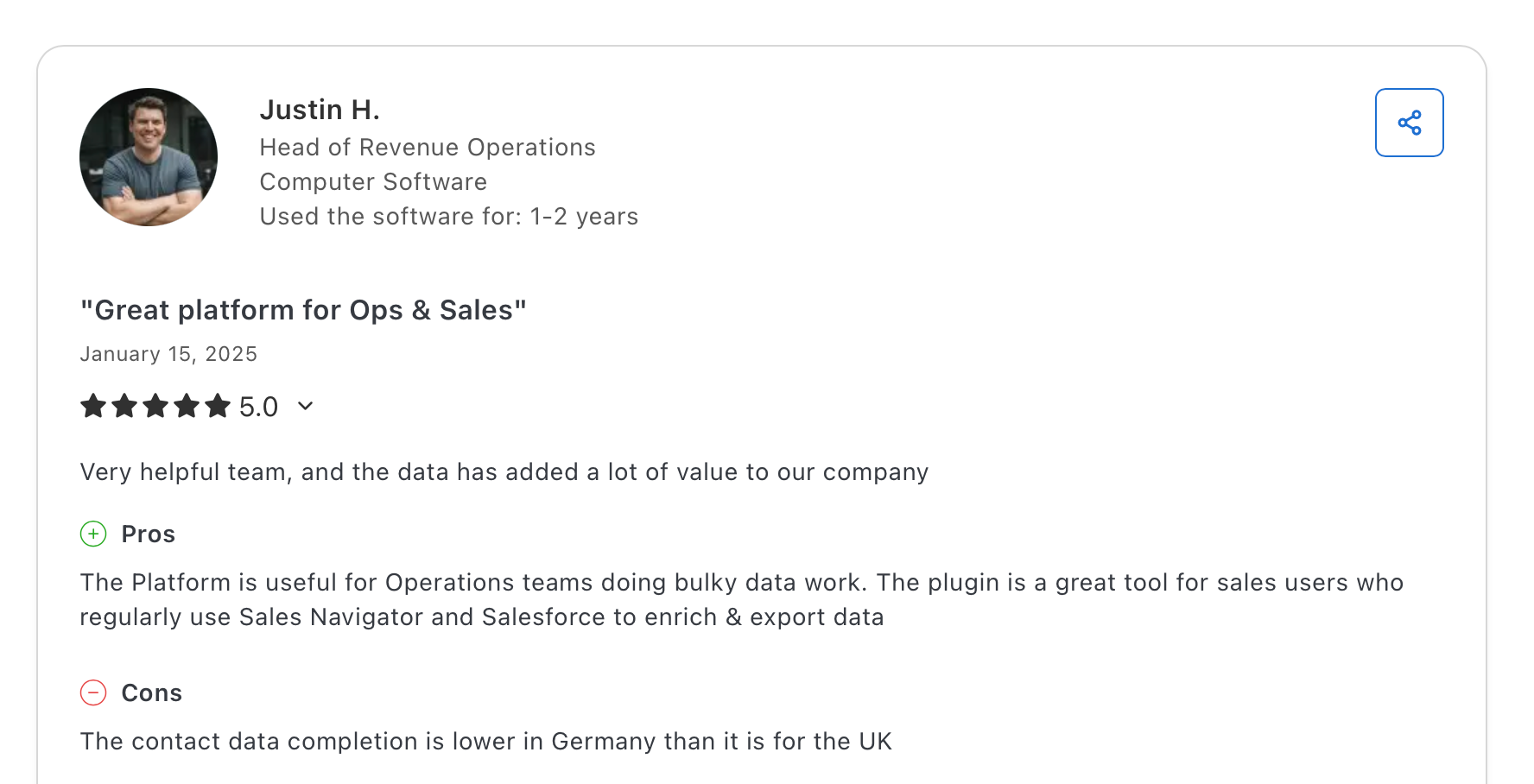Cognism Capterra review screenshot