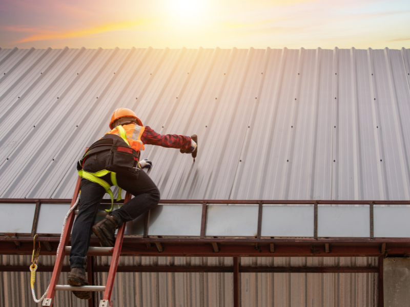 An image showing installation of a metal roof in San Antonio, TX. 