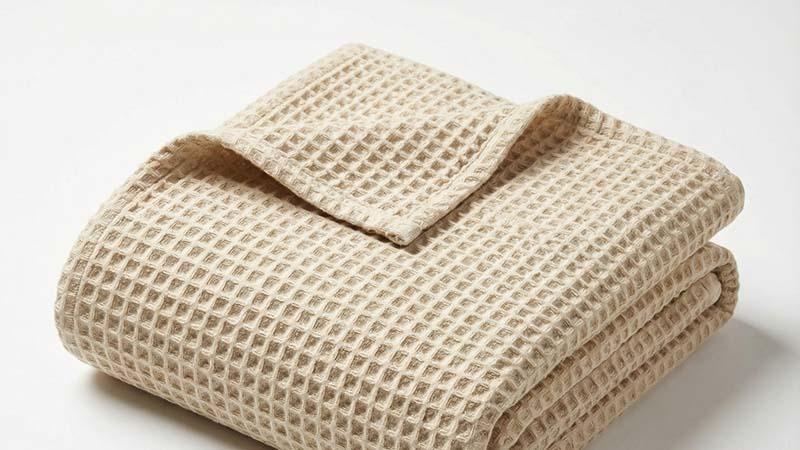 Beige waffle weave microfiber towel