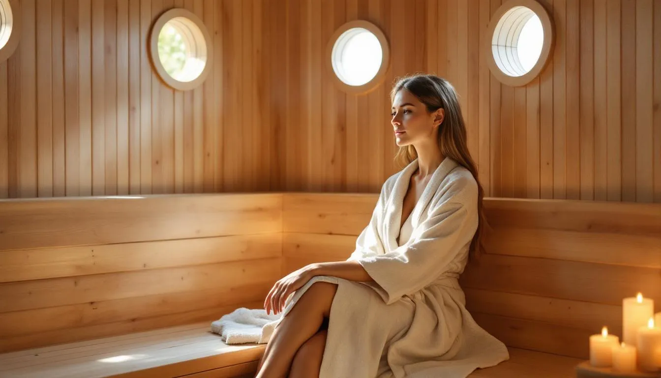 A person practicing best practices for safe sauna use.