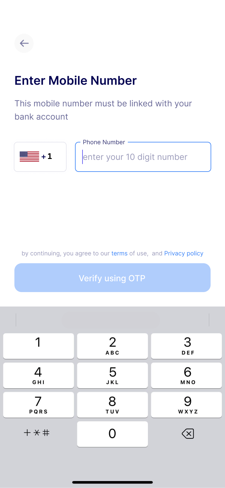 Verifying mobile phone numbers using OTP codes
