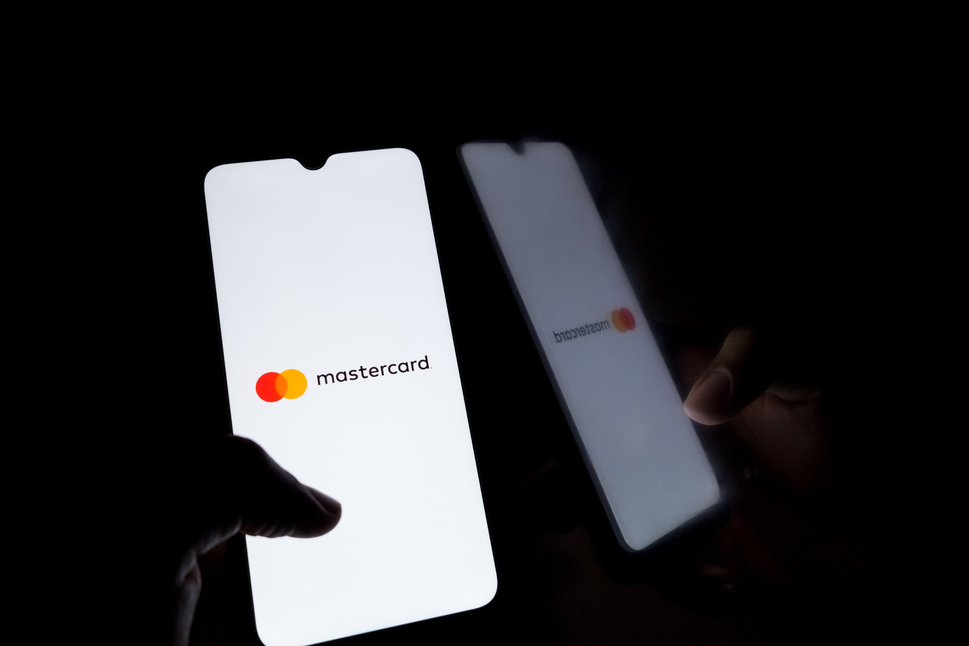 A view of the Mastercard logo displayed on a smartphone screen.