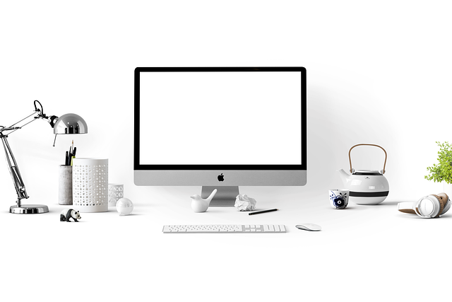 apple, computer, desk
