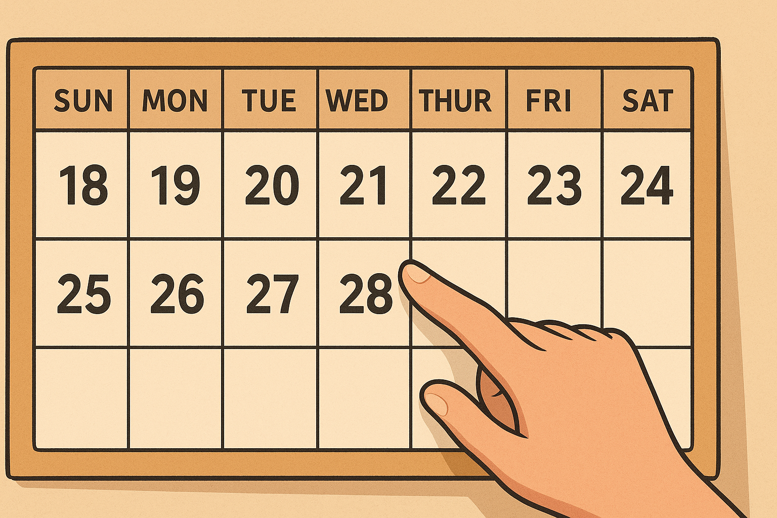 A calendar displaying a week, is shown in a simple layout, emphasizing the passage of time. This visual representation can help you focus on your planning and scheduling needs.
