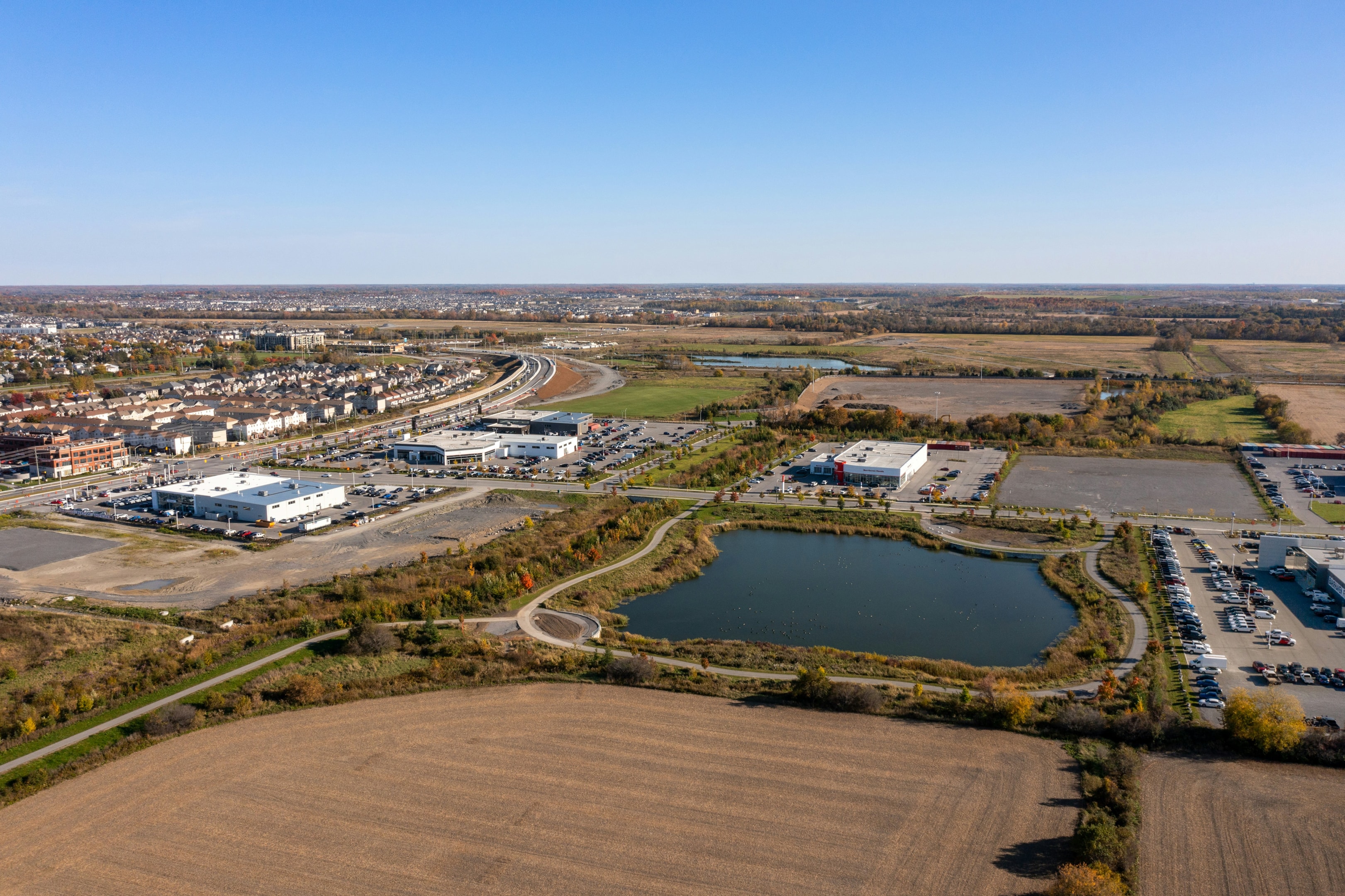 Aerial view of land parcels being sold to real estate land investor.