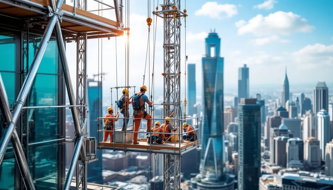 Key features of top scaffold towers highlighted.