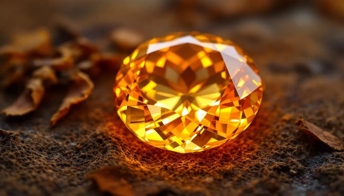 A glowing citrine gemstone highlighting its beauty.