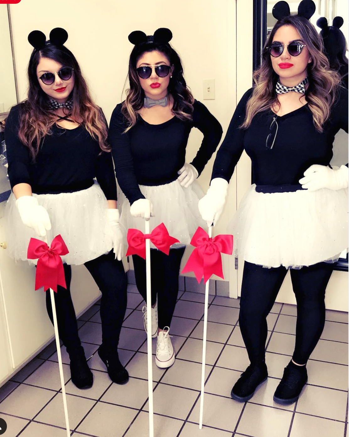 recreate the 3 blind mice costumes with some makeup and mouse ears, throw on a pair of sunglasses and a cane
