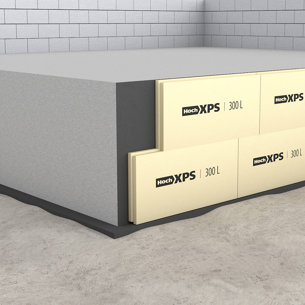 Na zdjęciu widoczny jest montaż płyt styrodur, jako izolacja fundamentu