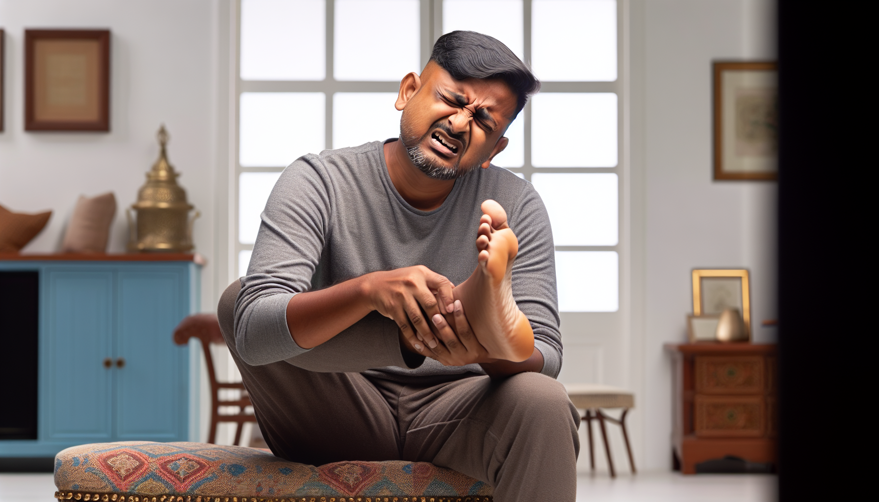 Photo of person experiencing foot arthritis symptoms